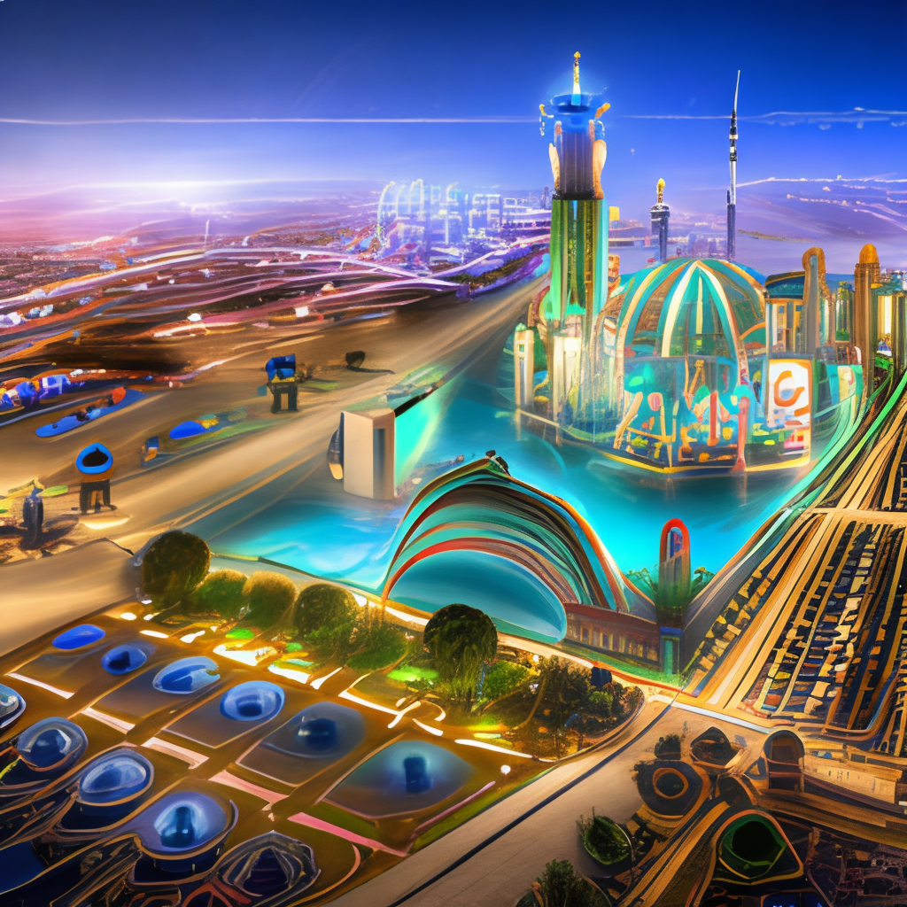 show me the orbit city which will have been designed and constructed by Persian Achaemenid old mythology theme but also got the advantages of so developed Artificial intelligence