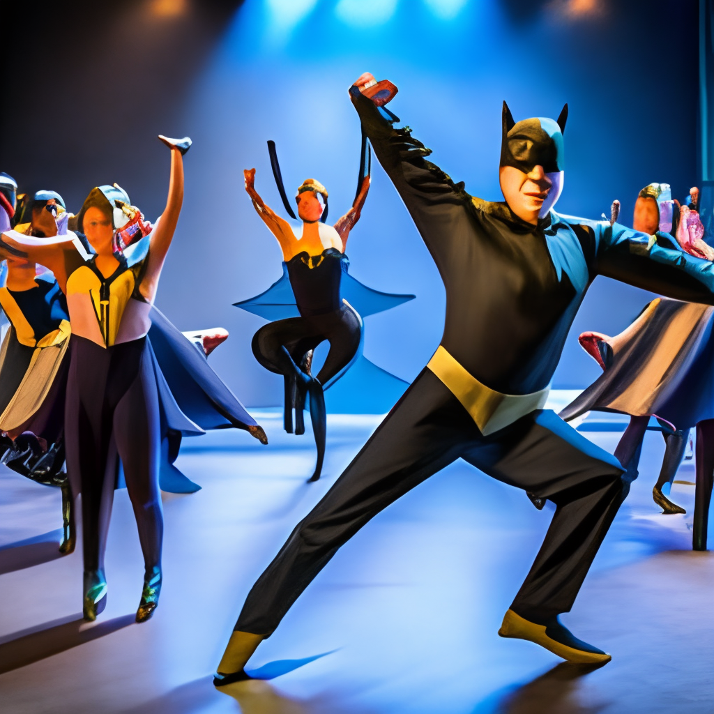 A dancing batman with dancers