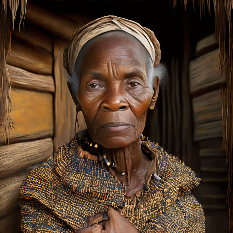 west African robe with long sleeves, high collar covering entire chest