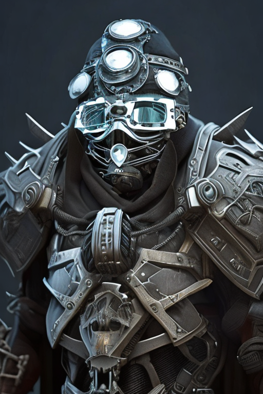 a metal mask with tubes and a visor