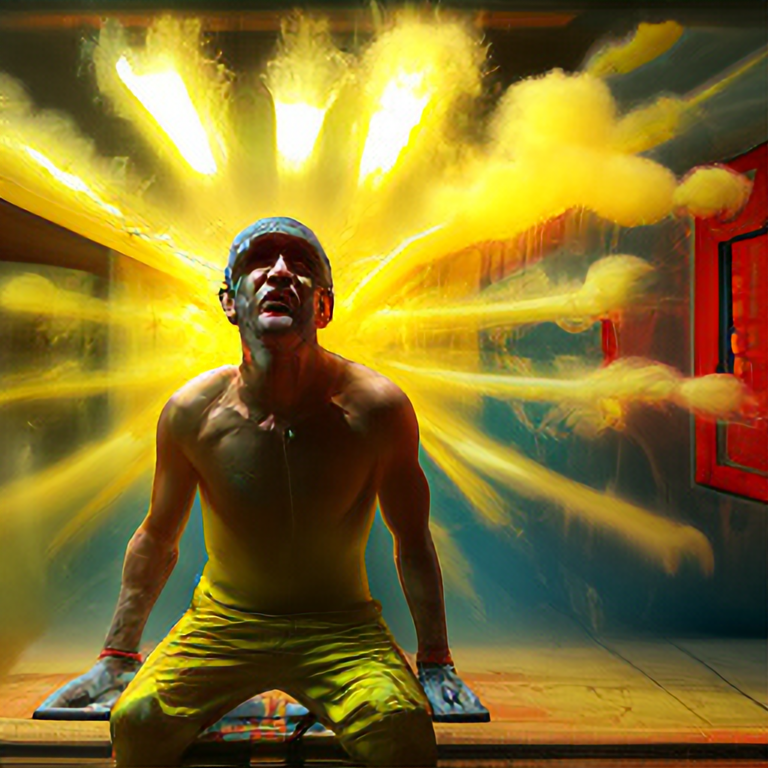 Boxer 1 hitting boxer 2 so hard his head explodes. When his head explodes it sprays on to the screen and in yellow paint and spells out IMDb