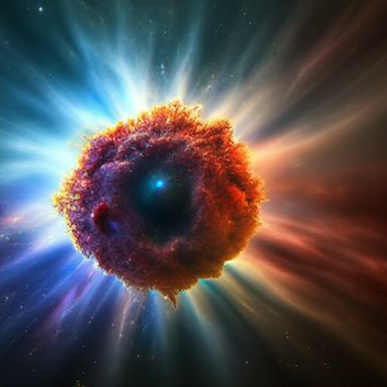 a rainbow star explosion in vast outer space