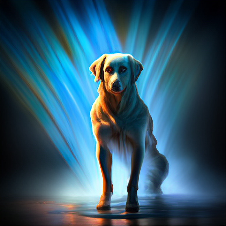 liquid otherworldly cool dreamy dog, cuddly, arrogant, powerful, high fantasy, epic, cinematic, internal glow