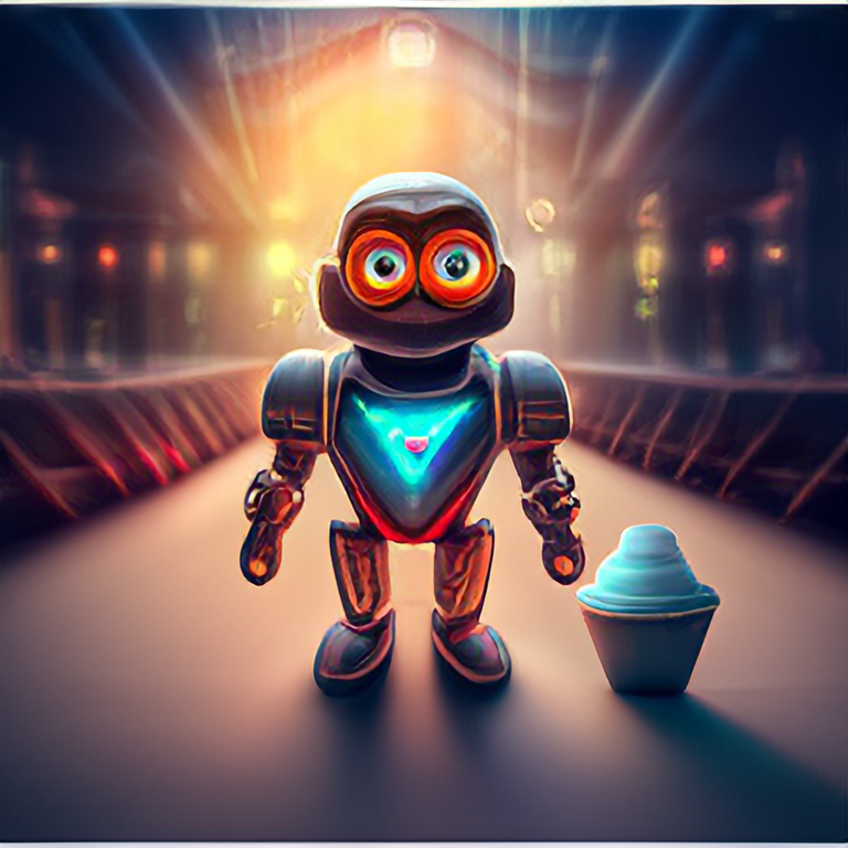 small robot, cute, pixar, unreal engine, tron, hyper detailed, volumetric lighting