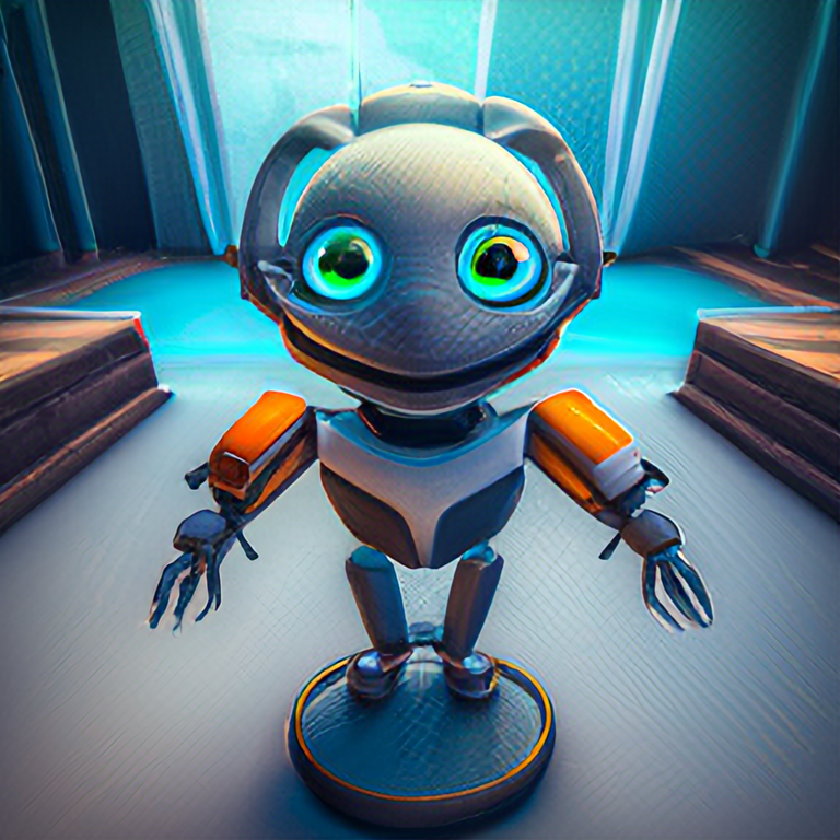 small robot, cute, pixar, unreal engine, tron, hyper detailed, volumetric lighting