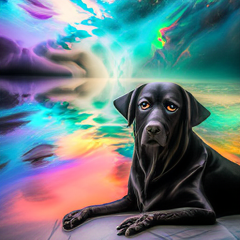 liquid otherworldly cool dreamy dog, cuddly, arrogant, powerful, high fantasy, epic, cinematic, internal glow