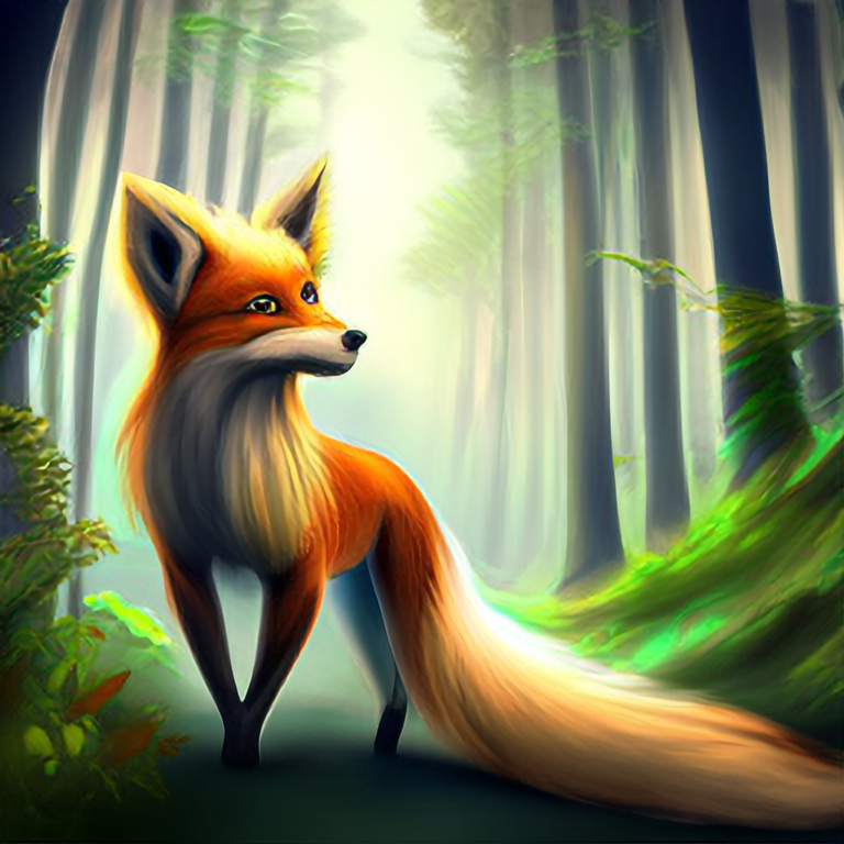 award winning RAW color photo of award-winning digital art of a beautiful fox with detailed ears and tail, (ginger hair), fur, fully clothed, in a lush forest, fantasy, d&d, high contrast, backlighting, bloom, chromatic aberration, smooth, sharp focus, taken on a mirrorless camera, best quality masterpiece, photorealistic, detailed, 8k, HDR, light sparkles,