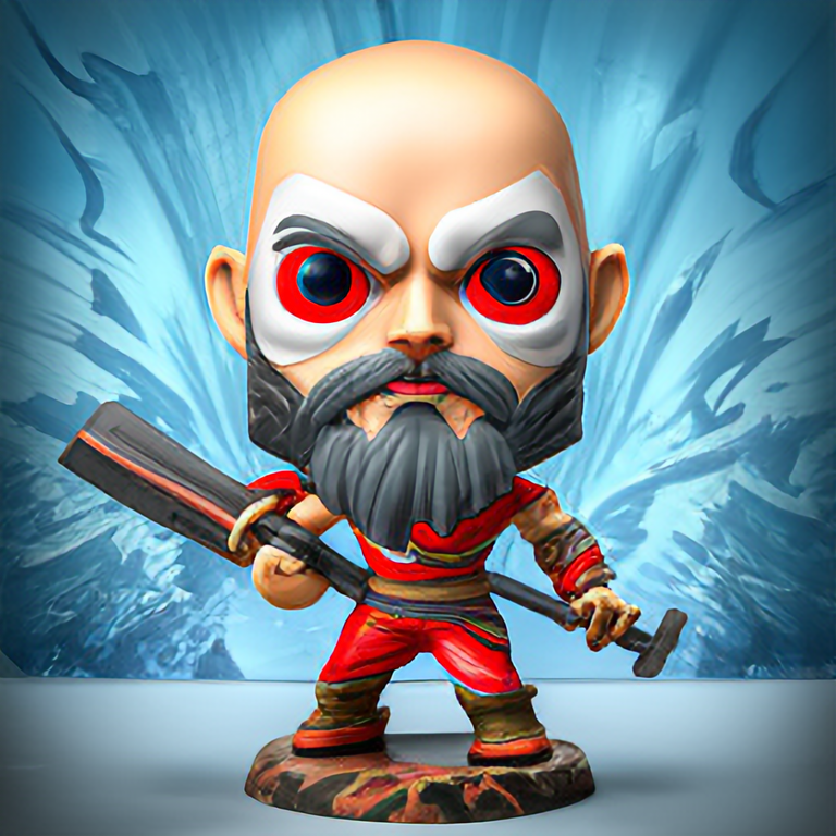 Chibi Kratos figurine, modern Disney, concept art