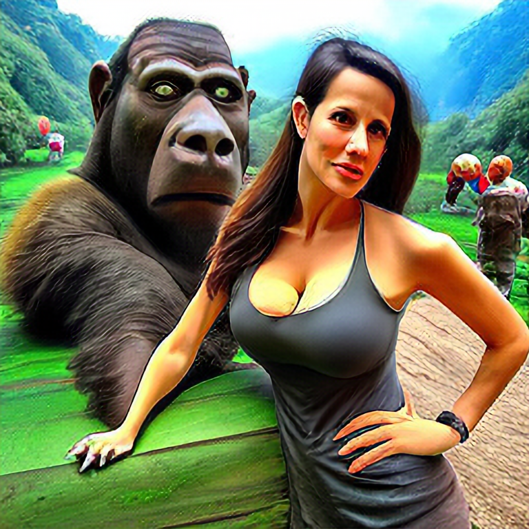 Big gorilla behind katreena Kaif and she is very scared