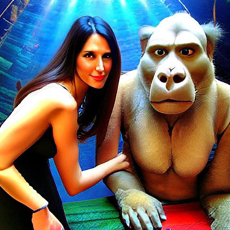 Big gorilla behind katreena Kaif and she is very scared