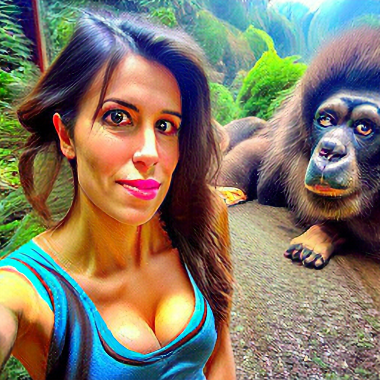 Big gorilla behind katreena Kaif and she is very scared