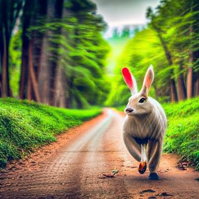 Rabbit run in Forest with Ivy in the Foreground by Igor Zenin. Add a foreground of ivy