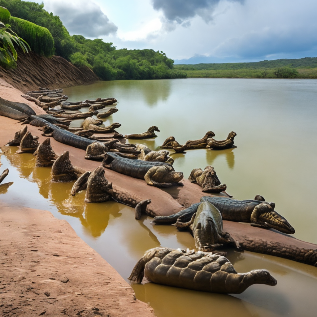 Crocodiles on the river