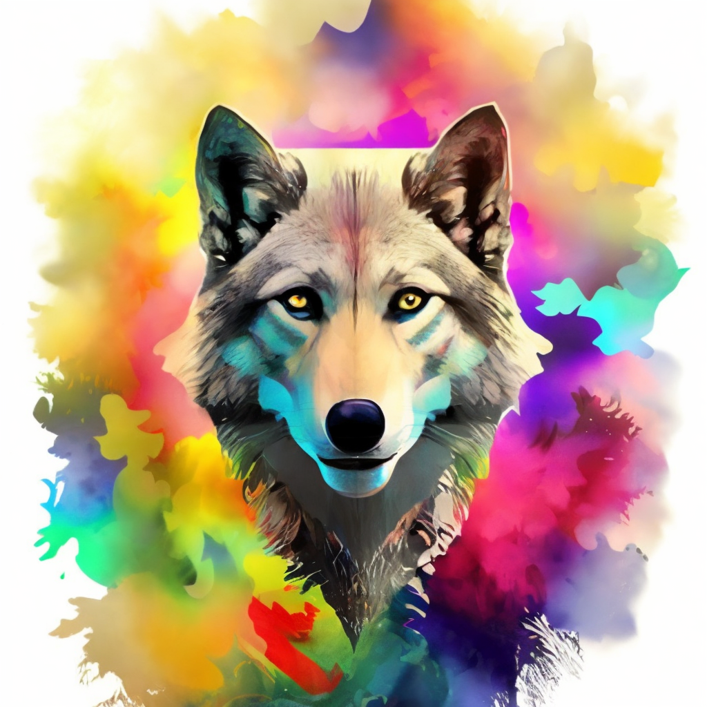 Wolf colorful as a fluorescent green. make the wolf a fluorescent green