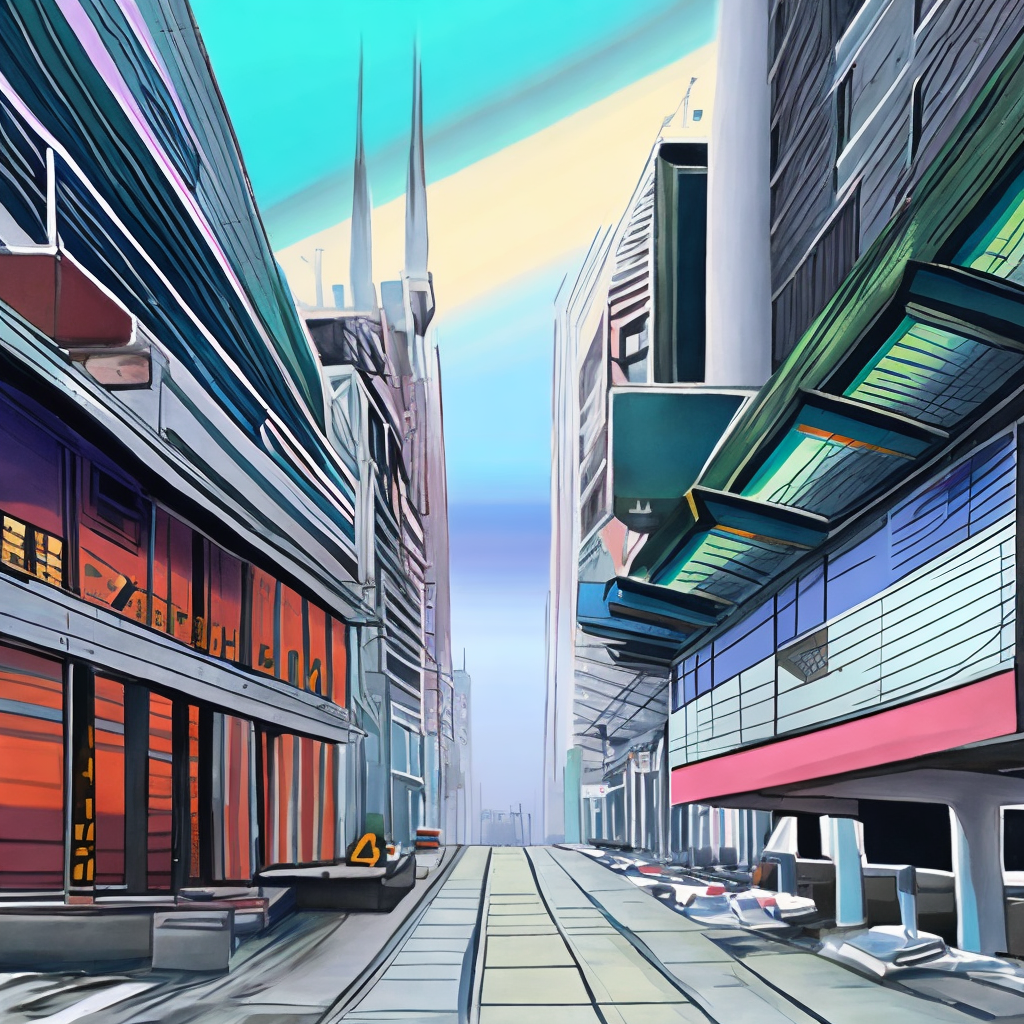a futuristic japanese city photo realism picture from the ground