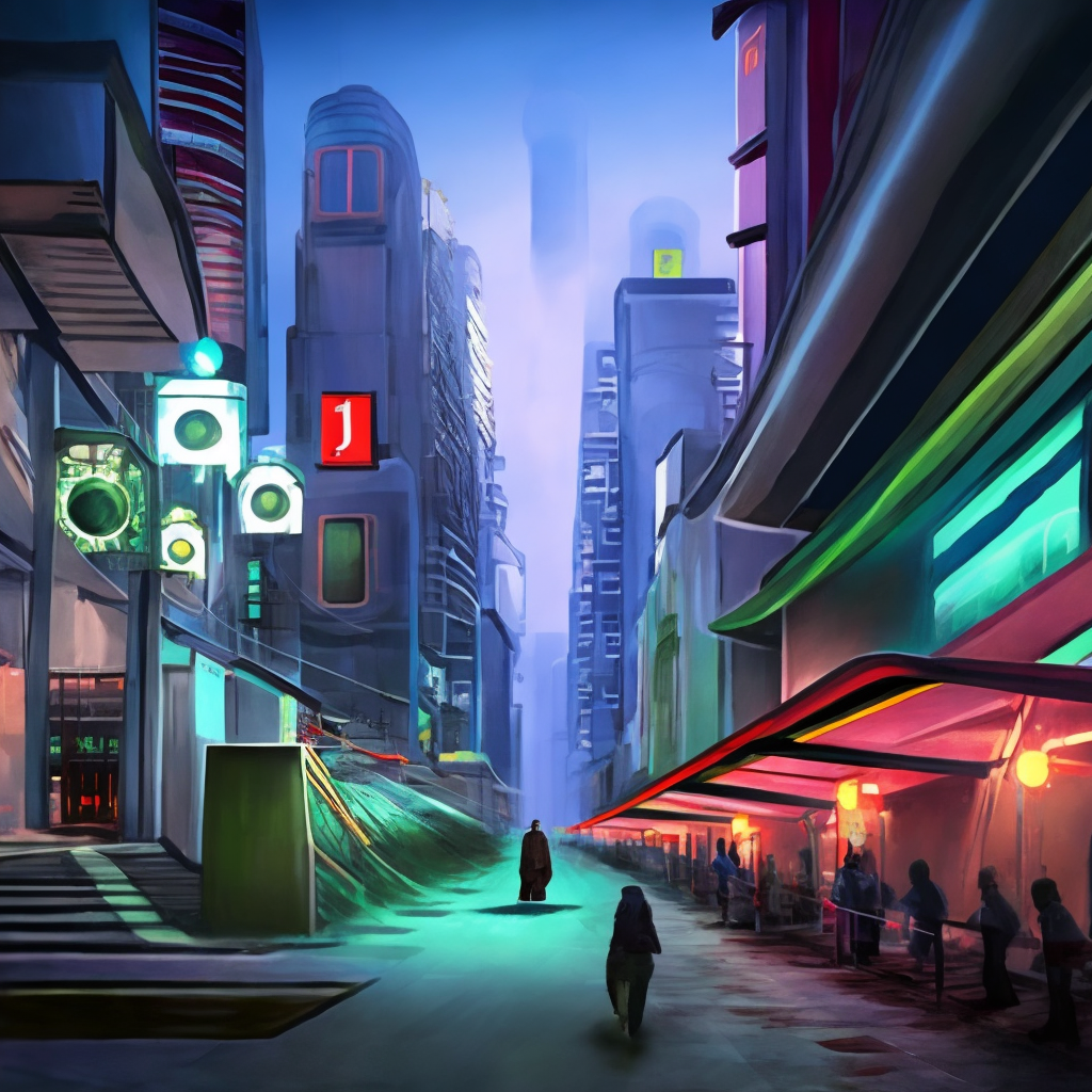 a futuristic japanese city at night photo realism from the ground