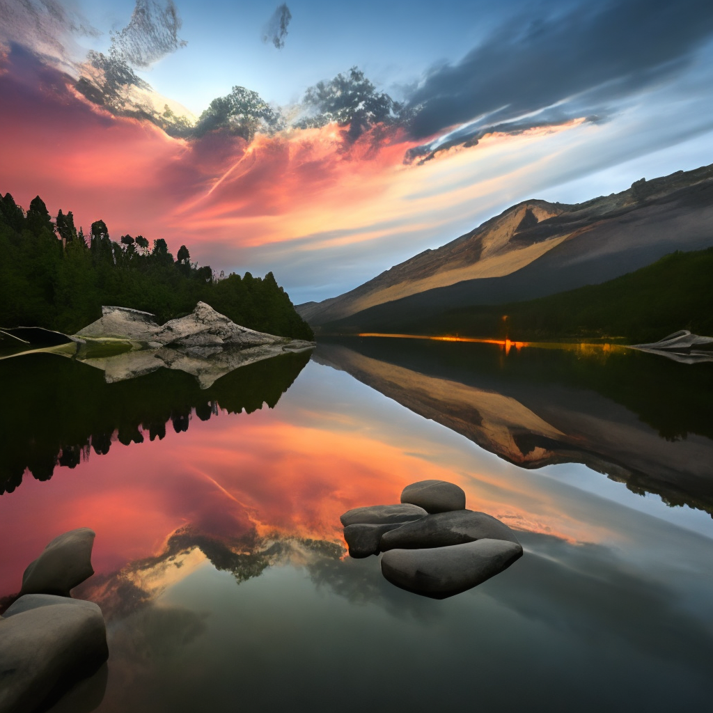 mirror lake at sunset