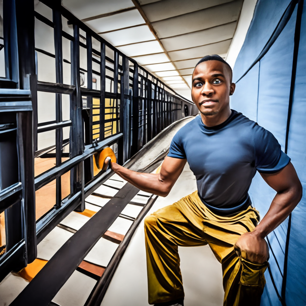 black guy in jail working out