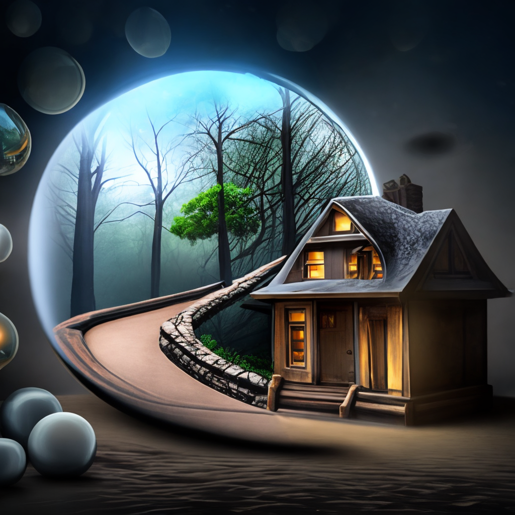 In a dark forest there is a house in house there is a glass boll it turns in to a black hole and then it show the universe 