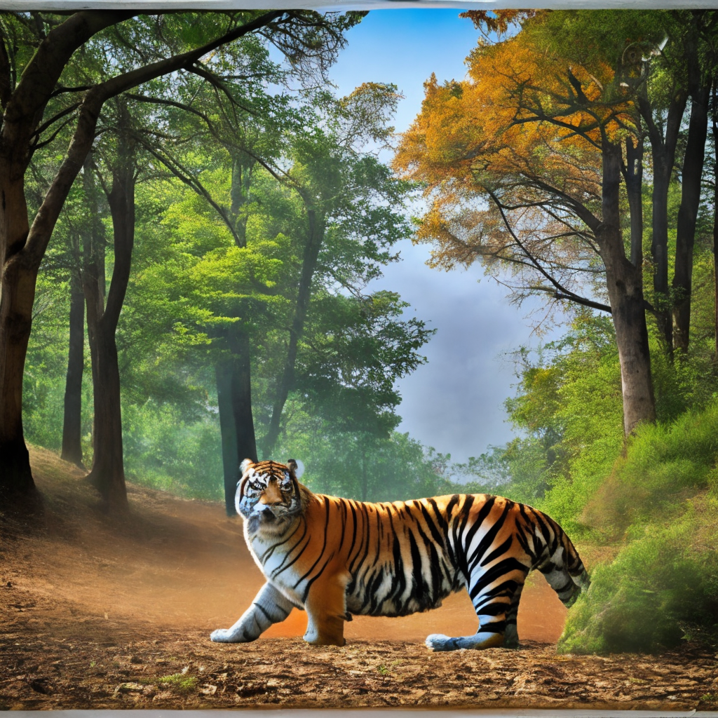 Tiger colorful in forest 