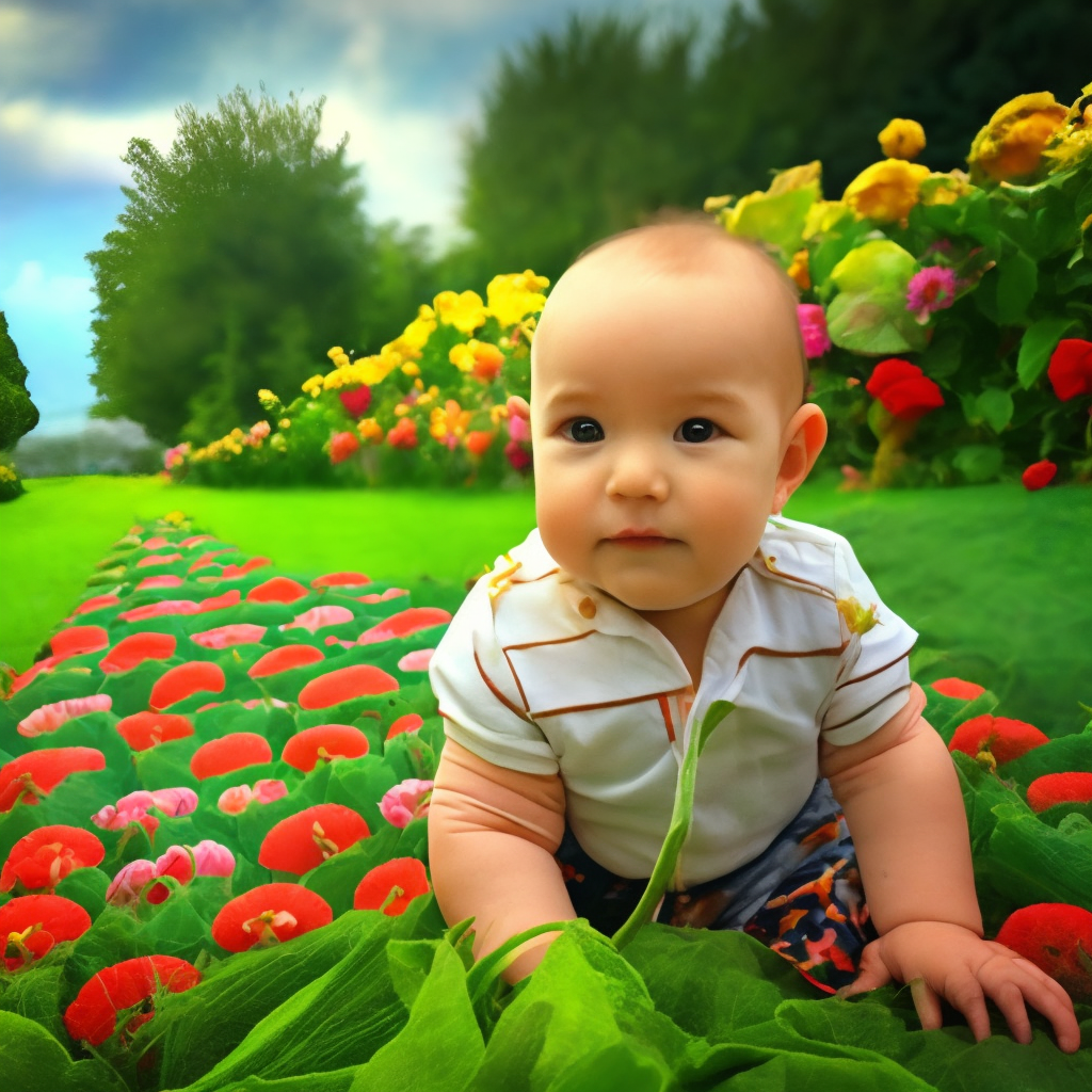 Baby cute in the garden 