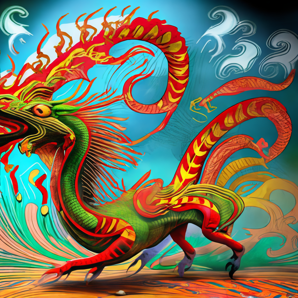 A moving dragon tun in to chinees dragon . Background artistic and dragon colour chages