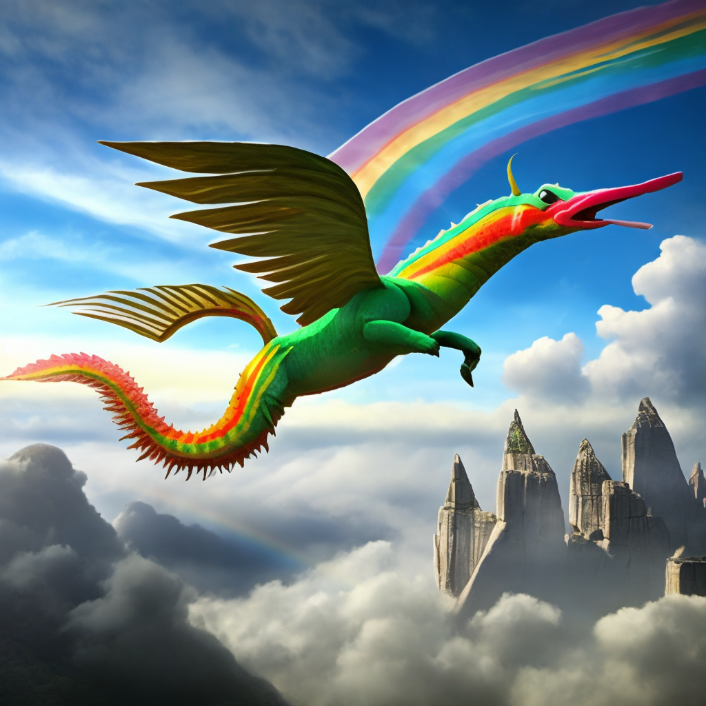 Rainbow Dragon  in in the sky