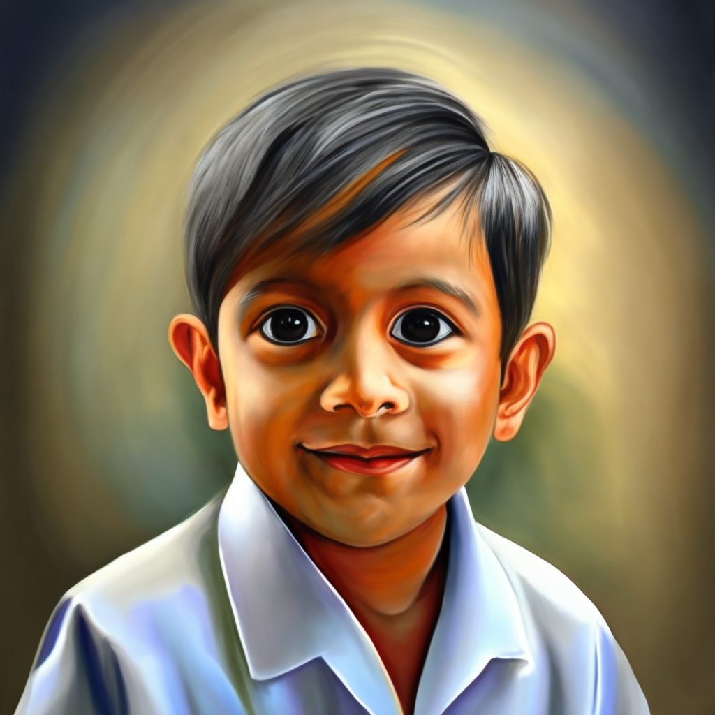 A painting of cute indian boy