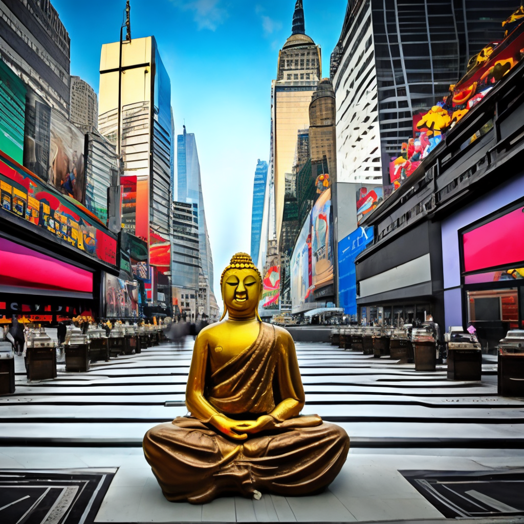 Buddha mediation on time square