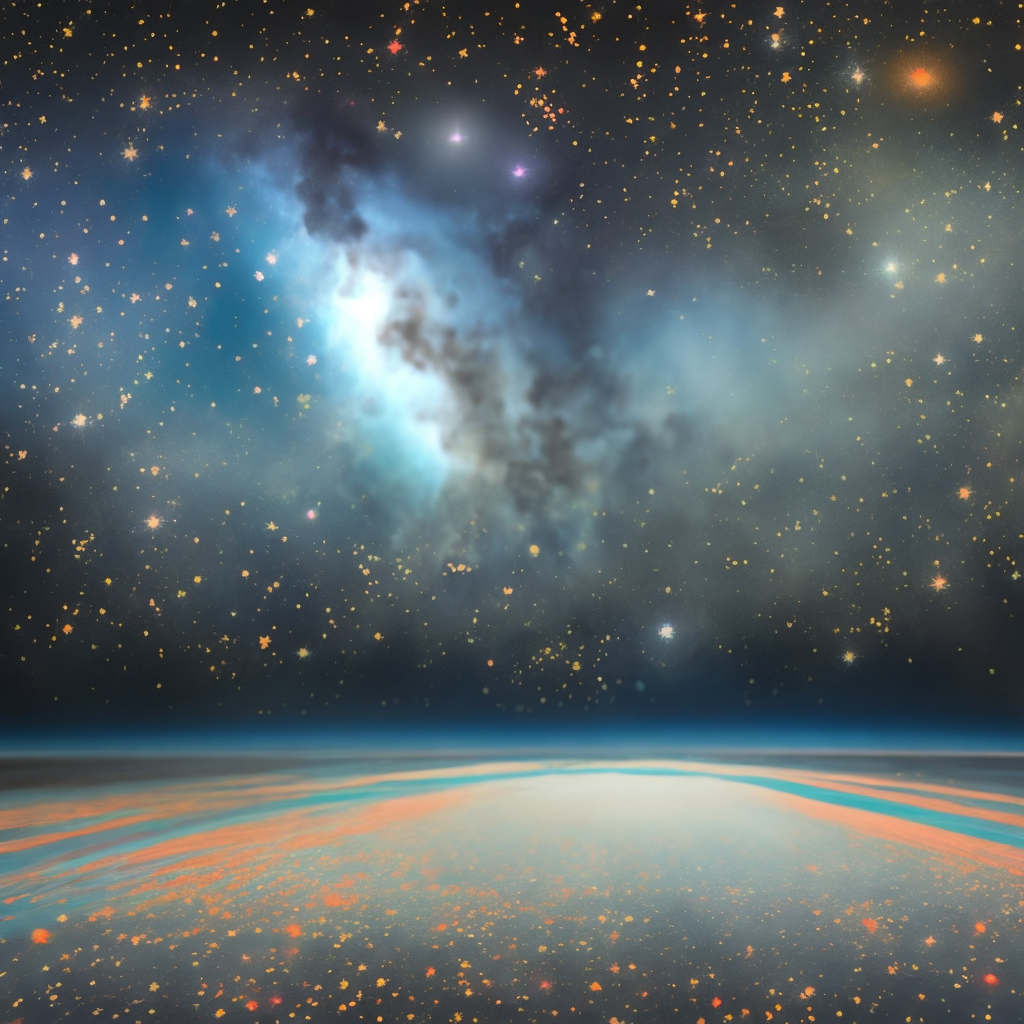 A colorful space filled with lots of stars. (Photo: 2 | blurry, ugly, deformed, jpeg, low resolution: -1). make it look like a postcard from a faraway galaxy