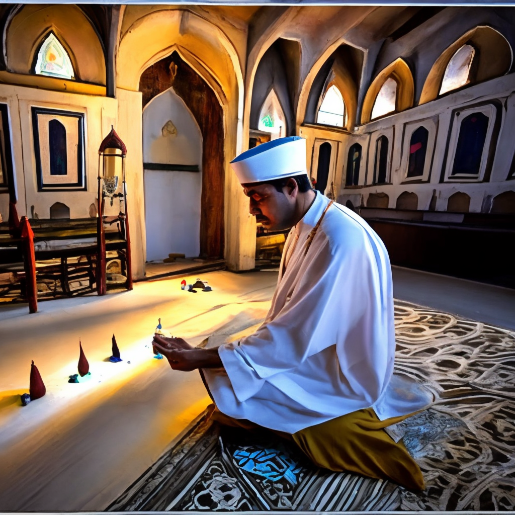 a muslim priest doing puja