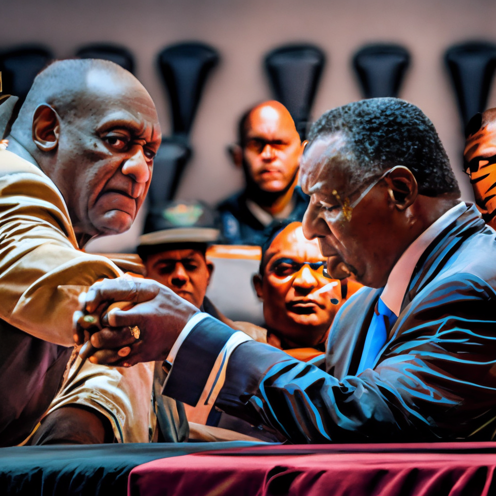 Bill Cosby talking to R Kelly in court