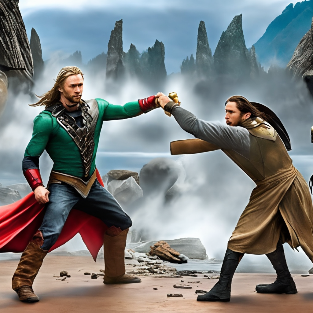 Thor with loki fight