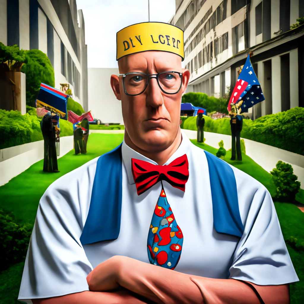 Dilbert dressed up in maga outfit