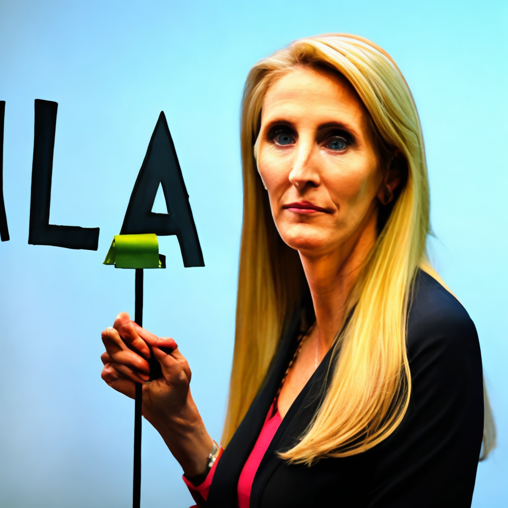 Ann Coulter holding a sign that says liar.