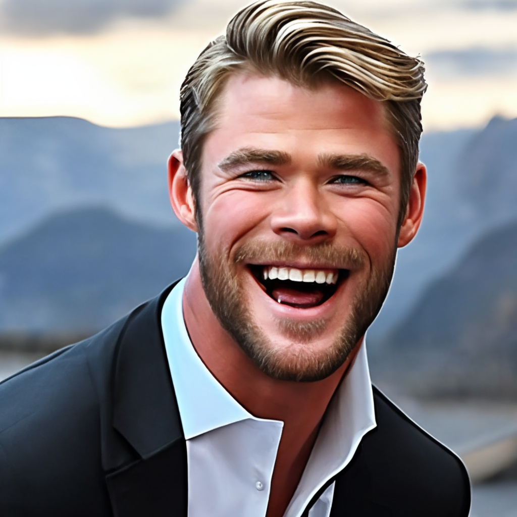 Chris Hemsworth with a big smile