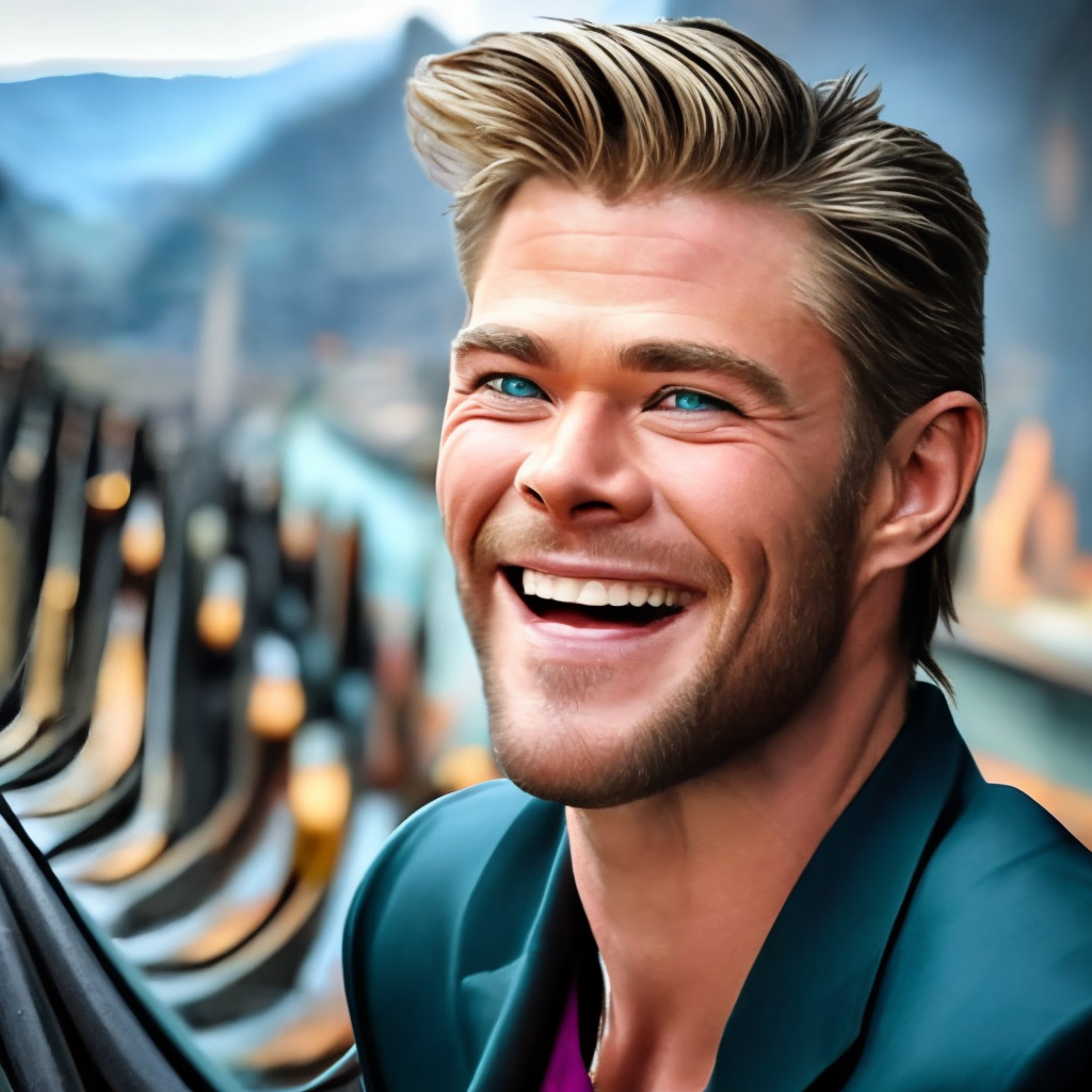 Chris Hemsworth with a big smile