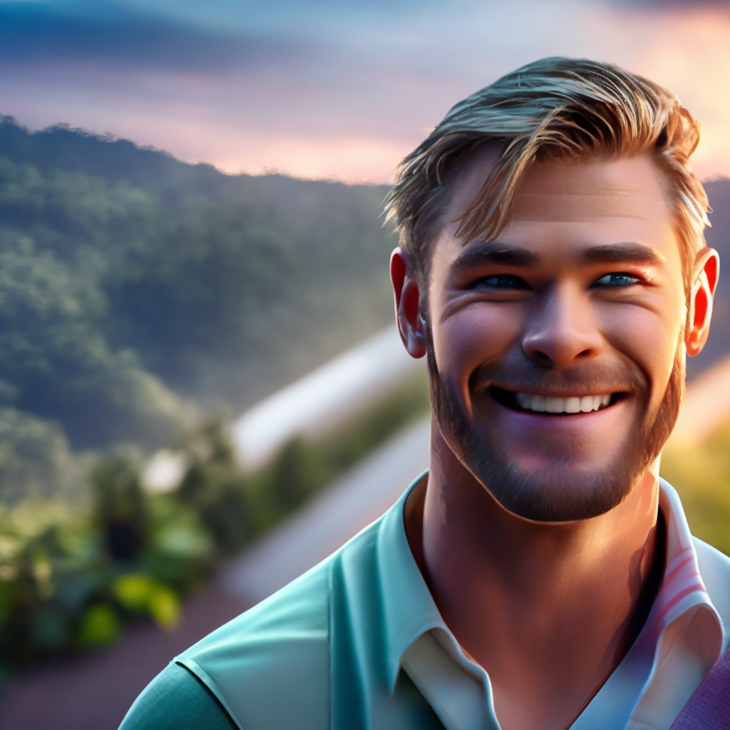 Chris Hemsworth smiling and posing