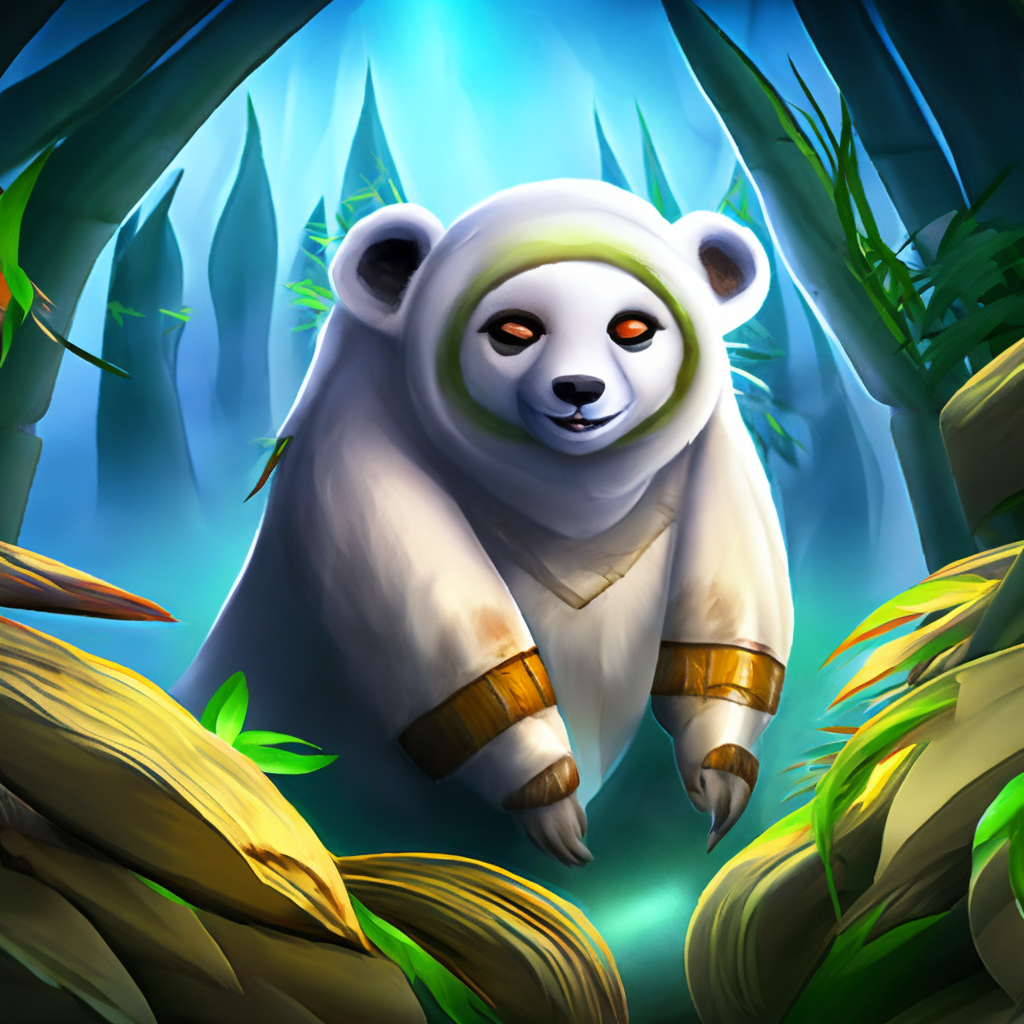 A white cute bear with bamboo animation 