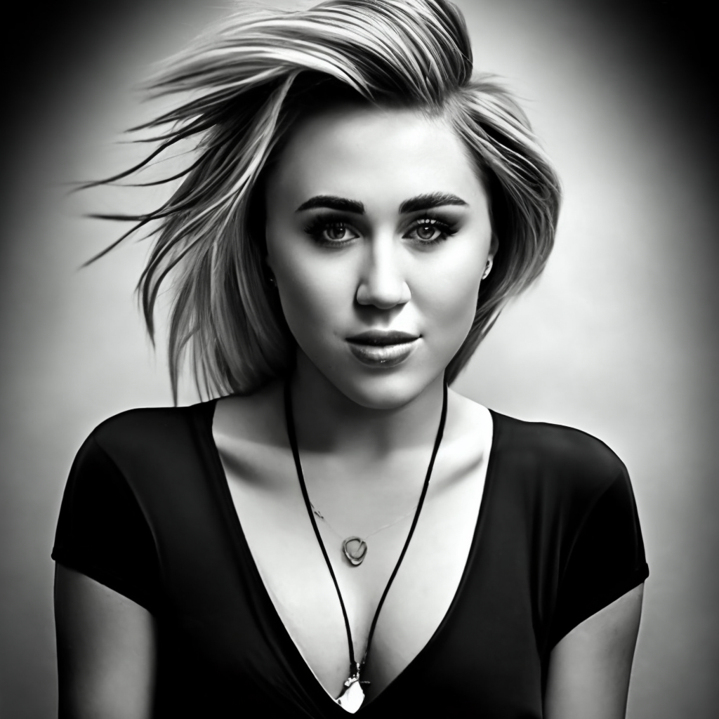 Black and white picture of Miley cyrus