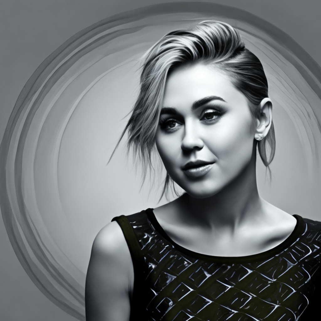 Black and white picture of Miley cyrus