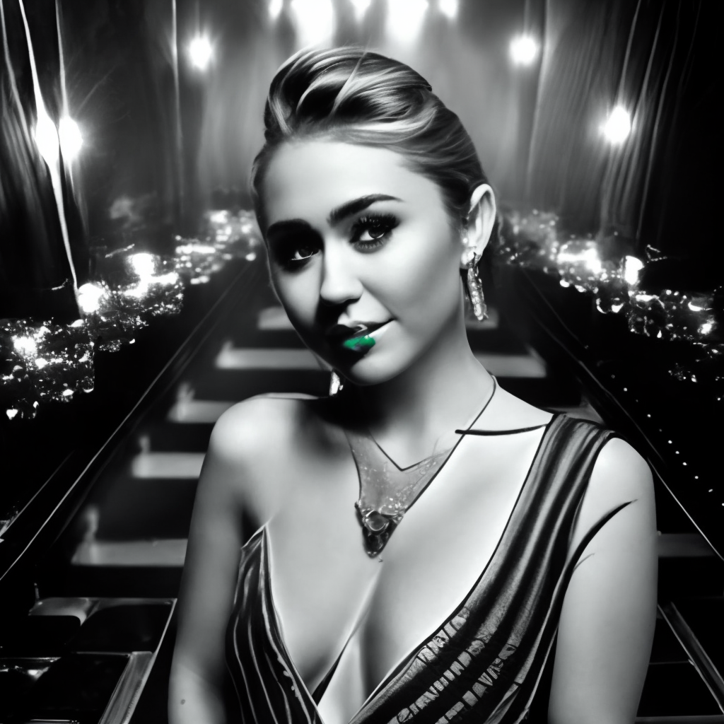 Miley Cyrus in black and white