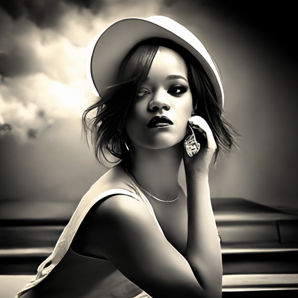 Black and white stylish picture of rihanna