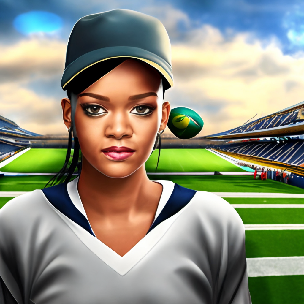 Realistic image of Rihanna at the NFL
