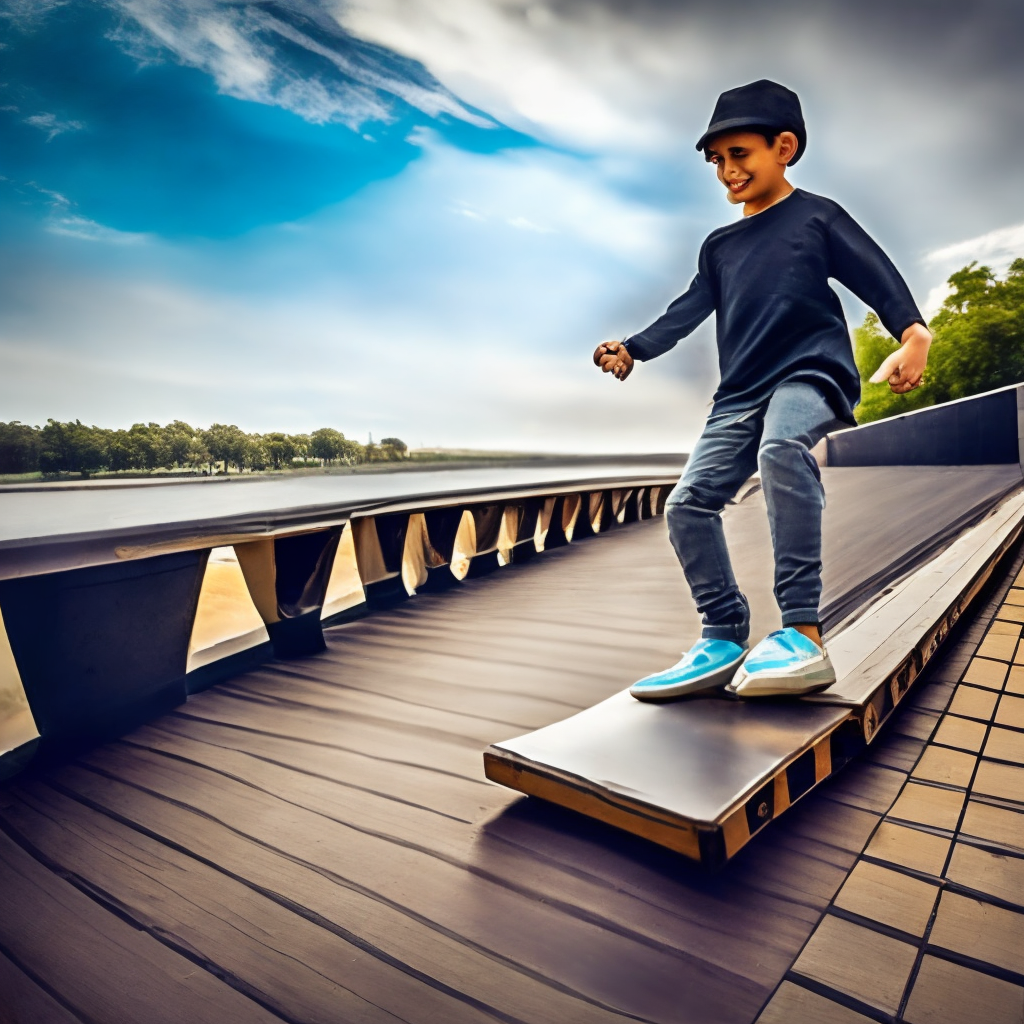 Stylish boy ramp walking