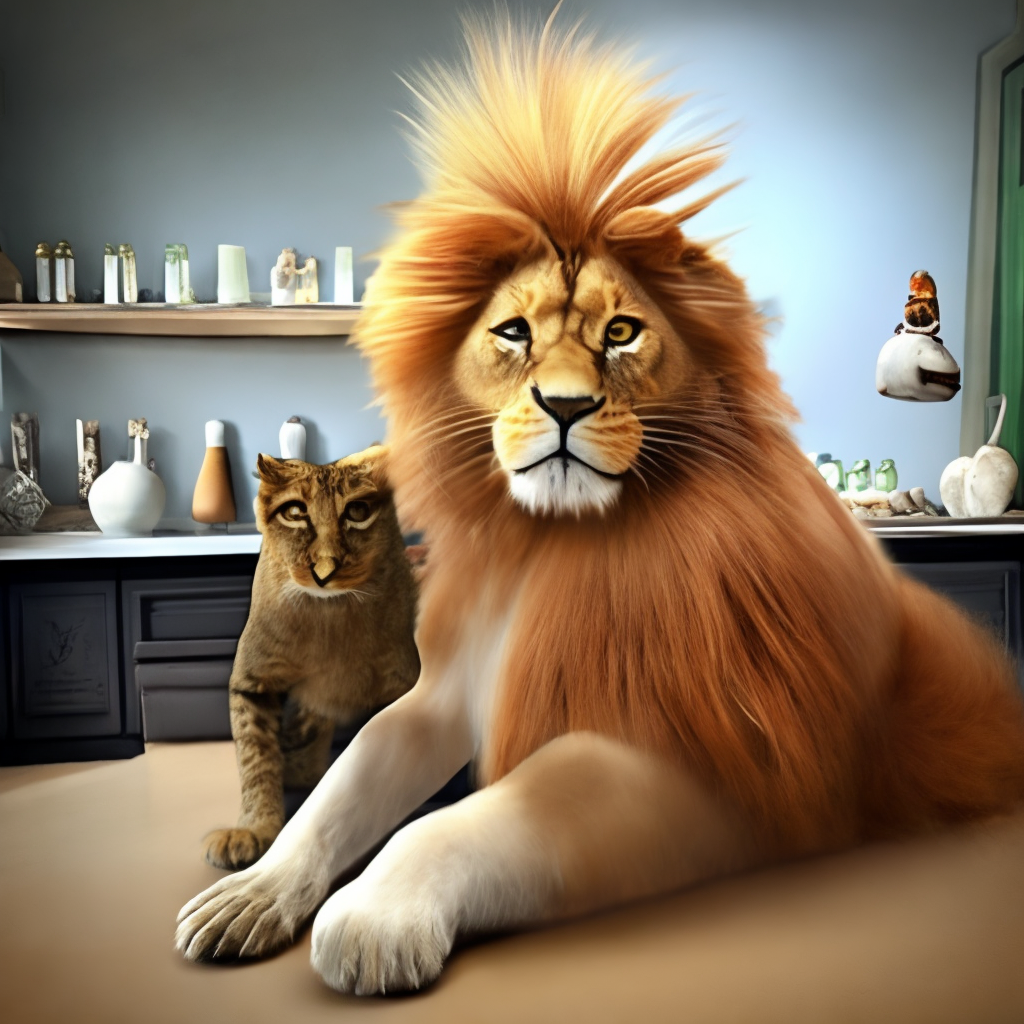 Lion with cat
