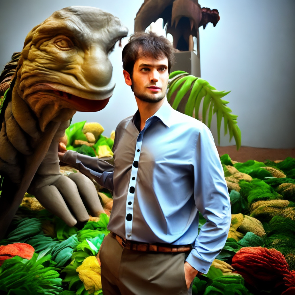 Man with dinasorous