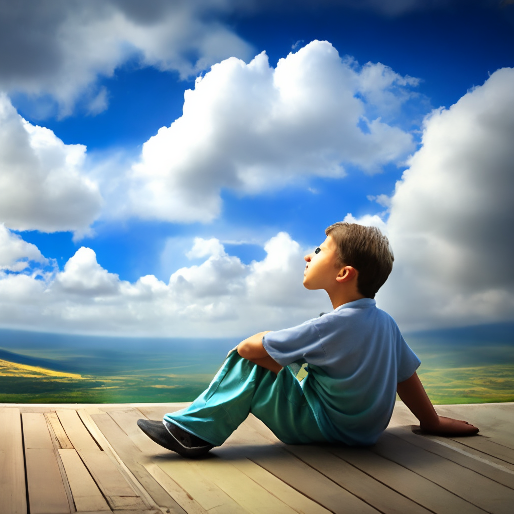 boy watching sky'