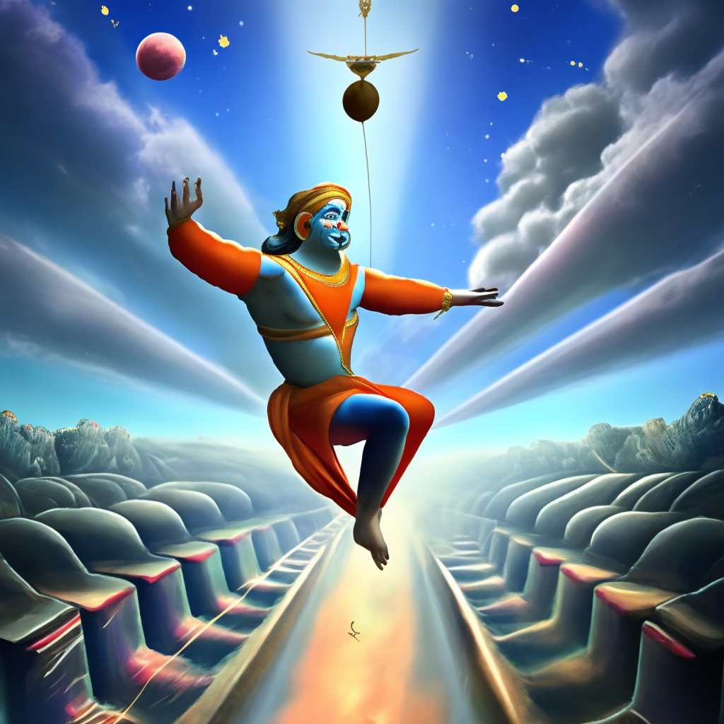 Hanuman flying in universe 