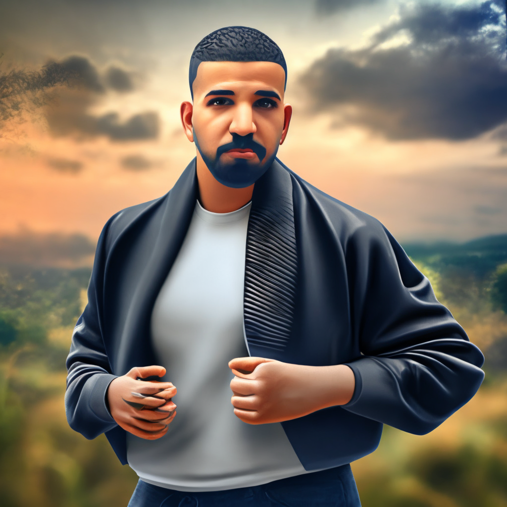 Realistic picture of Drake posing for the cameras